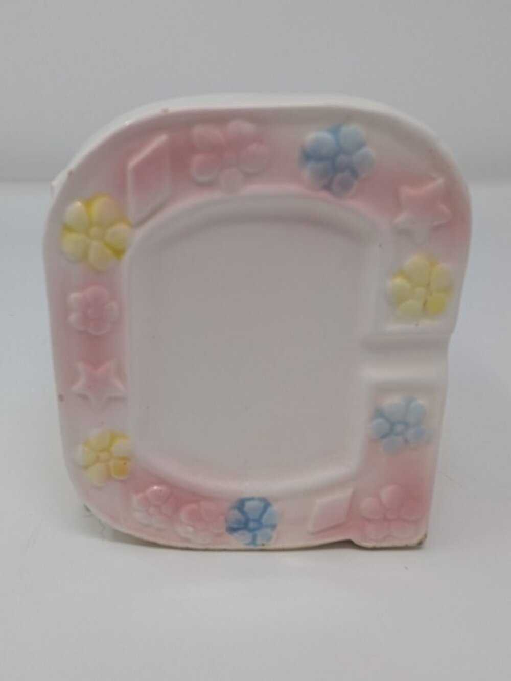Vintage Hy-Neil Ceramic Baby Planter - Mid-Century Nursery Decor - Pastel Rattle